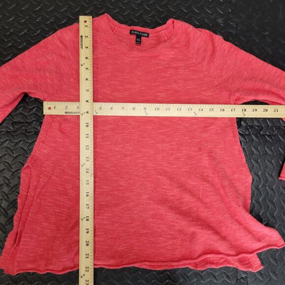 Eileen Fisher Organic Linen Cotton Slub Knit Sweater Coral Pink Size XS Crewneck - Picture 6 of 10